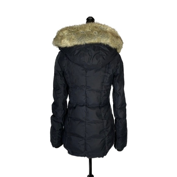 Aritzia Babaton Black Goose Down Faux Fur Hood Winter Parka Jacket - Picture 6 of 16